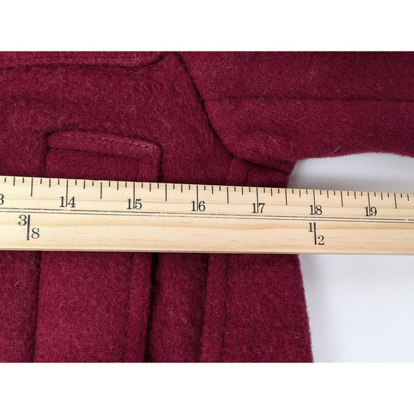 Burberry Brit Finsdale Wool Duffel Coat US 4 Red Peacoat Nova Check Toggle Hood - Picture 11 of 13